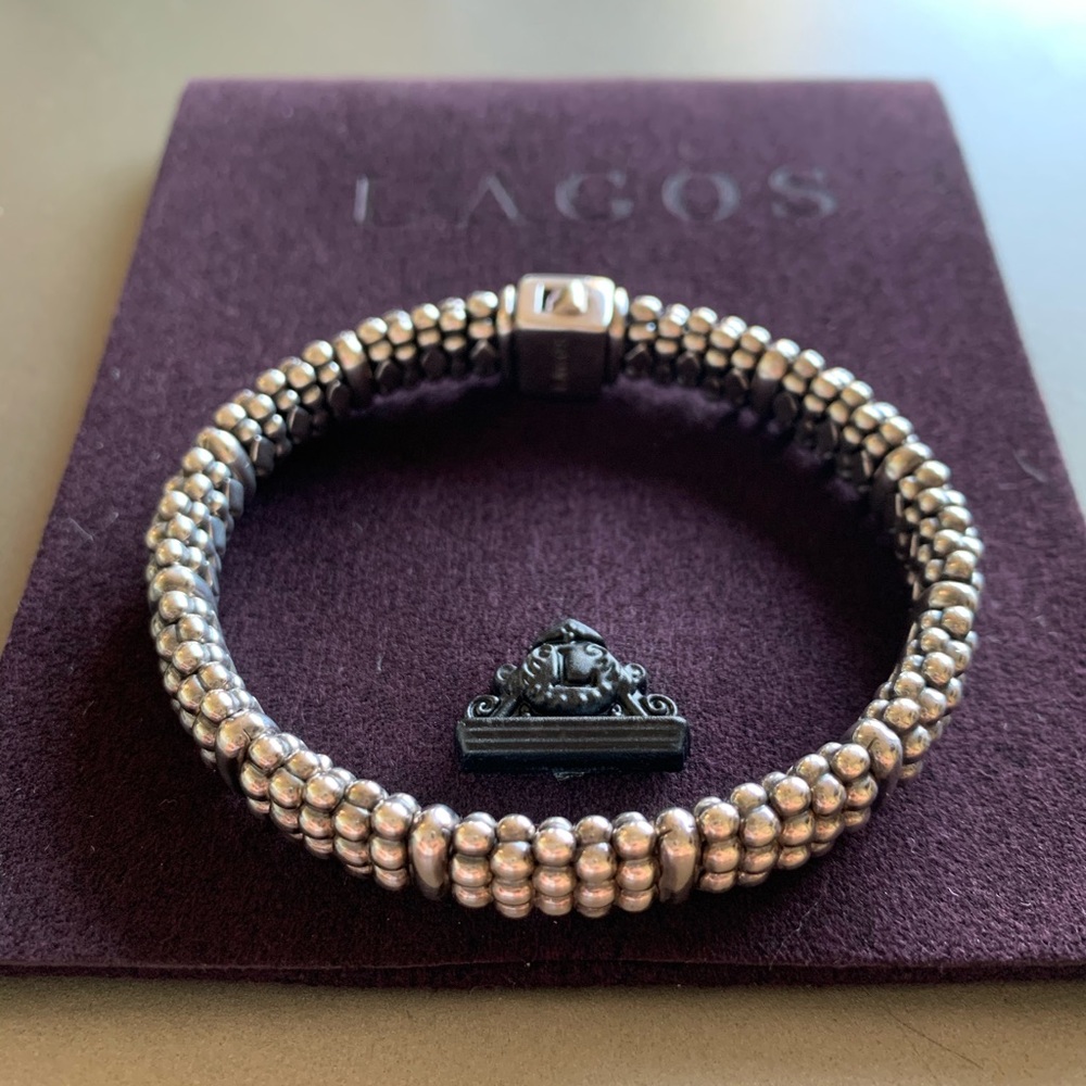LAGOS Silver and Black Beaded Bracelet